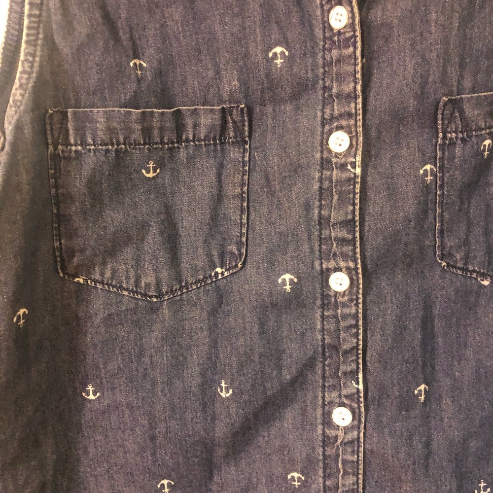 C&C California Anchor Button-Up Chambray Top - image 2